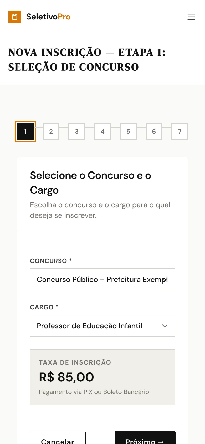 Painel da comissão e inscrição pelo celular no Deedo Seletivo