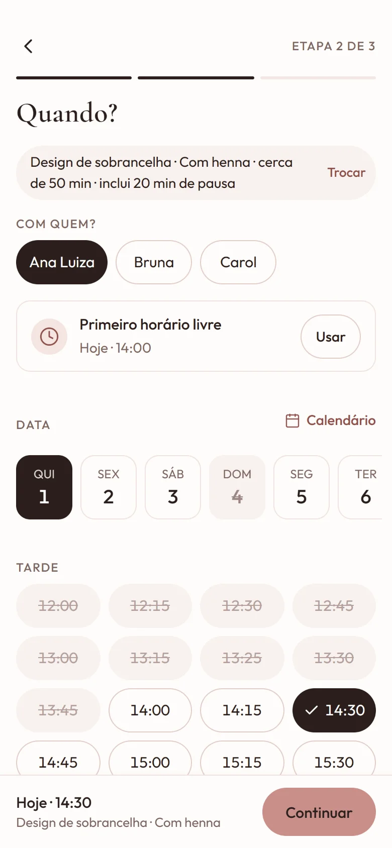 Agenda do dia e agendamento online pelo celular no Deedo Studio